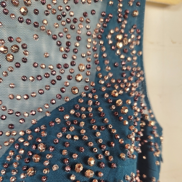 Xscape Beaded Embellished Wedding Mother of The Bride Evening Maxi Gown Green 10 - Picture 6 of 14